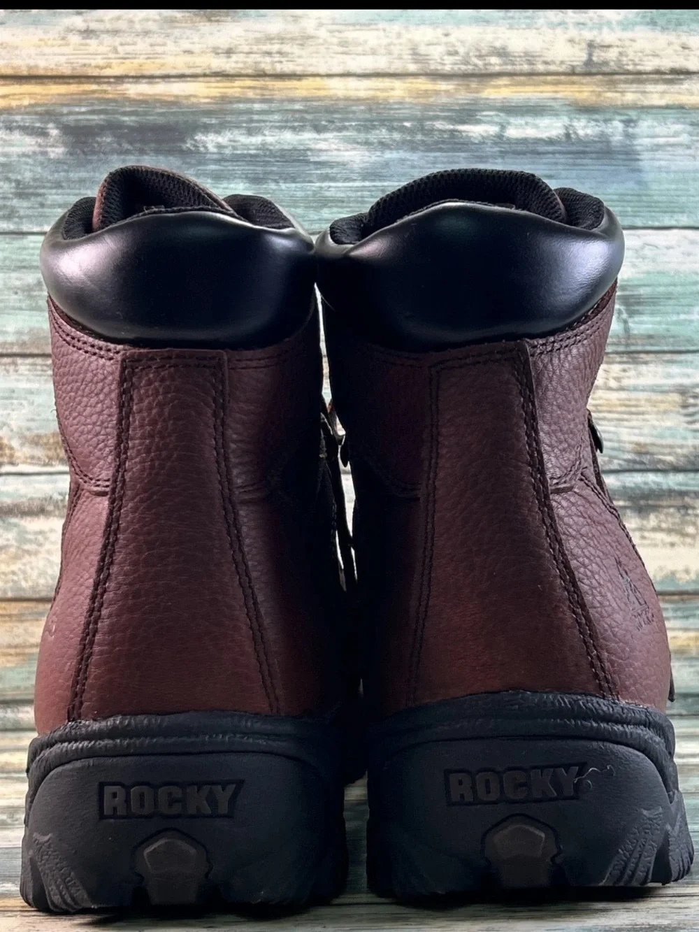 ROCKY Alpha Steel Toe Safety Work Boots Size 13W Combat Waterproof Brown Leather
